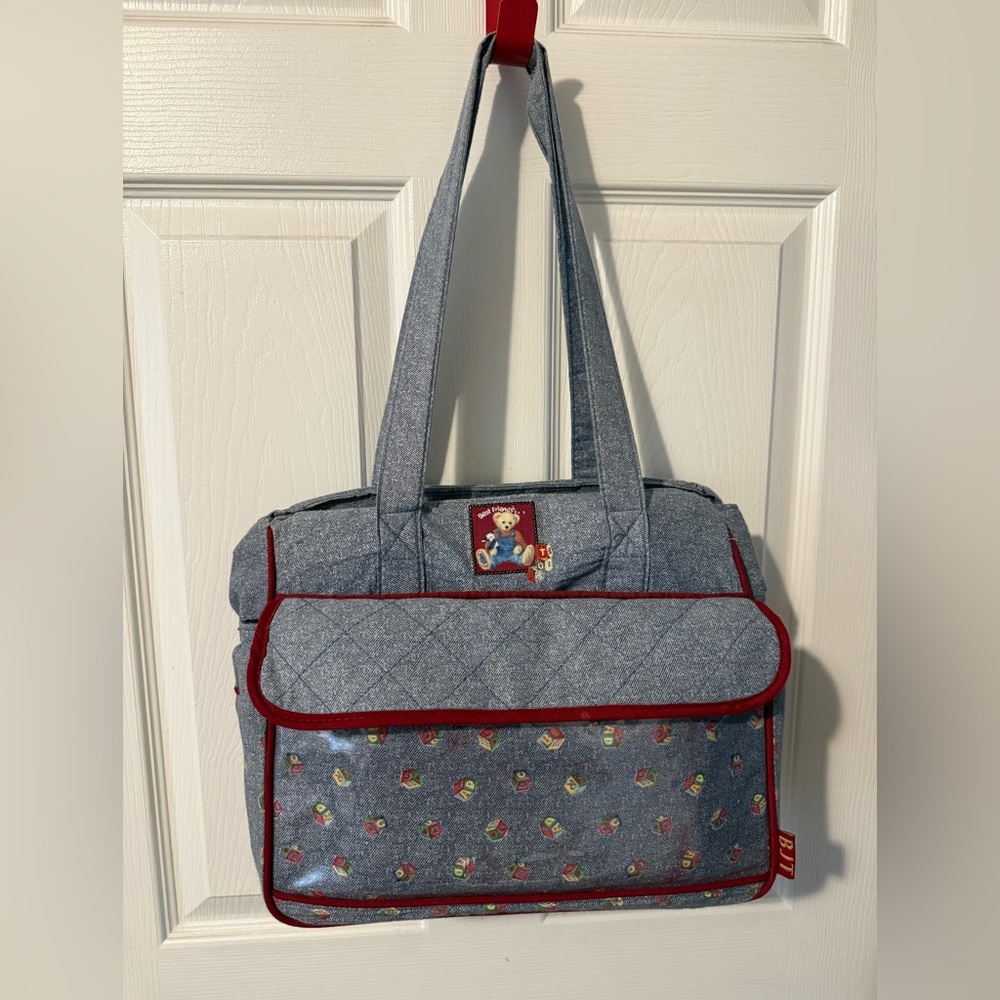 VINTAGE Blue Jean Teddy Diaper Bag 🧸💙